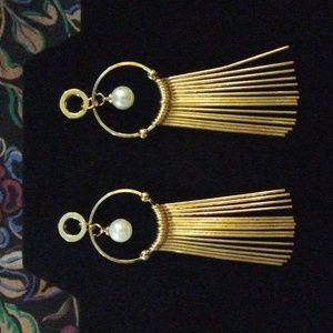 Gold Circle w/ Rods Chandelier Earrings
